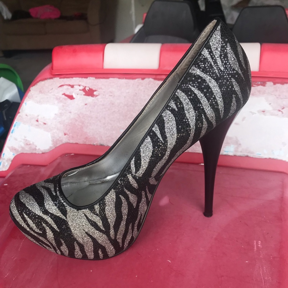 Black and silver heels